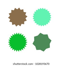 Set of vector starburst, sunburst badges. Green, brown color. Simple flat style Vintage  labels, stickers. Design elements. A collection of different types icon.