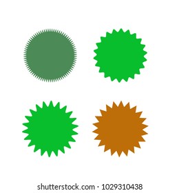 Set of vector starburst, sunburst badges. Different color. Simple flat style Vintage labels. Design elements. Colored stickers. A collection of different types and colors icon.