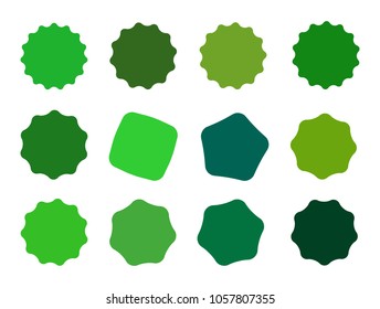 Set of vector starburst, sunburst badges. Collection green different gradient color. Simple style Vintage labels. Design elements. Colored stickers. Vector illustration eps10 of types and colors icon