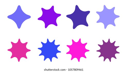 Set of vector starburst, sunburst badges. Collection purple different gradient color. Simple style Vintage labels. Design elements. Colored stickers. Vector illustration eps10 of types and colors icon