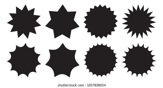 Set of vector starburst, sunburst badges. Design elements - best for sale sticker, price tag, quality mark. Flat vector illustration isolated on white background.
