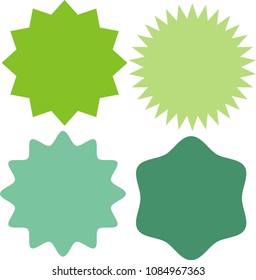 Set of vector starburst, sunburst badges. 4 different color. Simple flat style Vintage labels. Design elements. Colored stickers. A collection of different types and colors icon.