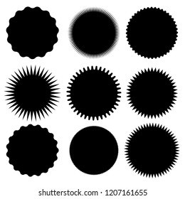 Set of vector starburst, sunburst badges. Design elements - best for sale sticker, price tag, quality mark. Flat vector illustration isolated on white background.