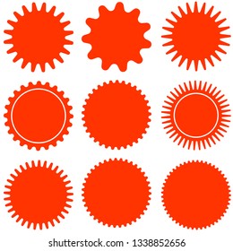 Set of vector starburst, sunburst badges. Design elements - best for sale sticker, price tag, quality mark. Flat vector illustration isolated on white background.