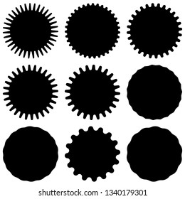 Set of vector starburst, sunburst badges. Design elements - best for sale sticker, price tag, quality mark. Flat vector illustration isolated on white background.