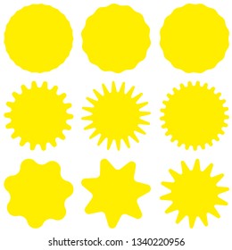 Set of vector starburst, sunburst badges. Design elements - best for sale sticker, price tag, quality mark. Flat vector illustration isolated on white background.