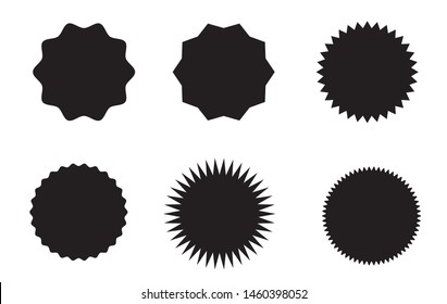 Set of vector starburst, sunburst badges. Black on white color. Simple flat style Vintage  labels, stickers. Design elements. A collection of different types icon.