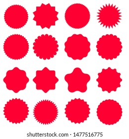 Set of vector starburst, sunburst badges. icons on white background. Simple flat style vintage labels, stickers. 