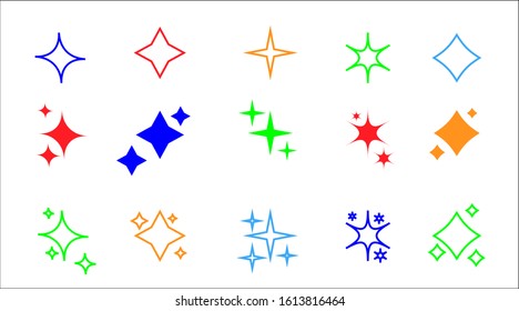 Set of vector starburst, sunburst badges isolated. Simple flat style labels. Design elements. Colored stickers,  icon. A collection of different shapes, types, colors speech bubbles, explosion