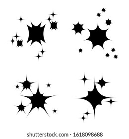 Set of vector starburst, sunburst badges isolated. Simple flat style silhouette labels. Design elements. Black sparkles symbols, stickers,  icon. A collection of different shapes, types,  explosion