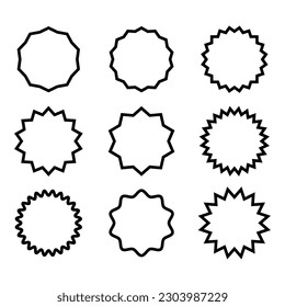 Juego de starburst vectorial, insignias de arrebato de sol. Etiquetas de estilo plano, pegatinas
