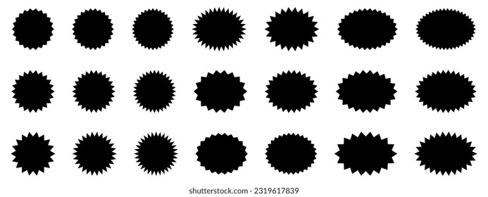 Set of vector starburst, sunburst badges. Design elements - best for sale sticker, price tag, quality mark. Flat vector illustration isolated on white background.