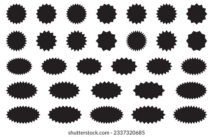 Set of vector starburst, sunburst badges. Design elements - best for sale sticker, price tag, quality mark. Flat vector illustration isolated on white background.