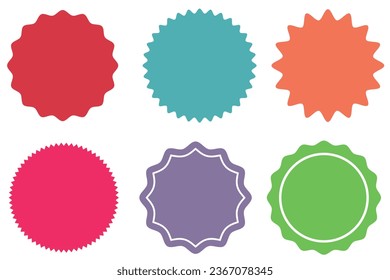 Set of vector starburst, sunburst badges. Starburst sale sticker. Colored stickers. Sunburst price tags, colors silhouettes. Vector illustration