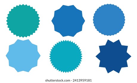Set of vector starburst, sunburst badges.  Simple flat style Vintage labels. Design elements. Colored stickers. A collection of different types and colors icon. eps 10