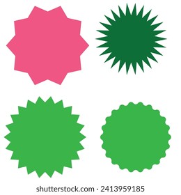 Set of vector starburst, sunburst badges.  Simple flat style Vintage labels. Design elements. Colored stickers. A collection of different types and colors icon. eps 10