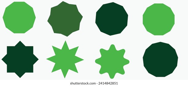 Set of vector starburst, sunburst badges. Nine different color. Simple flat style Vintage labels. Design elements. Colored stickers. A collection of different types and colors icon. eps 10