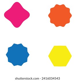  Set of vector starburst, sunburst badges. Different color. Simple flat style Vintage labels. Colored stickers 5 3 3 