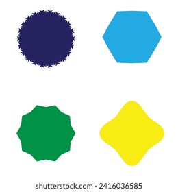  Set of vector starburst, sunburst badges. Different color. Simple flat style Vintage labels. Colored stickers 6 5 2 