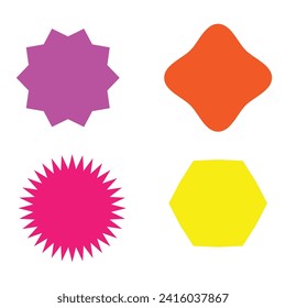  Set of vector starburst, sunburst badges. Different  color. Simple flat style Vintage labels. Colored stickers   7 3 