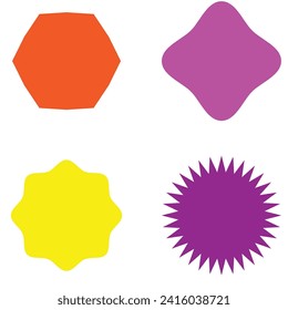  Set of vector starburst, sunburst badges. Different  color. Simple flat style Vintage labels. Colored stickers  8 6