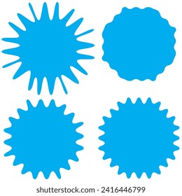 Set of vector starburst, sunburst badges. Different color. Simple flat style Vintage labels. Colored stickers.7891

