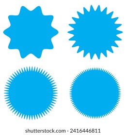 Juego de starburst vectorial, insignias de arrebato de sol. Color diferente. Sencillas etiquetas Vintage de estilo plano. Etiquetas coloreadas.7891
