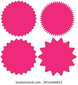 Set of vector starburst, sunburst badges. Different color. Simple flat style Vintage labels. Colored stickers.7891
