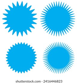 Set of vector starburst, sunburst badges. Different color. Simple flat style Vintage labels. Colored stickers.7891

