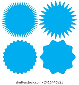 Juego de starburst vectorial, insignias de arrebato de sol. Color diferente. Sencillas etiquetas Vintage de estilo plano. Etiquetas coloreadas.7891
