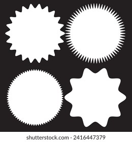 Set of vector starburst, sunburst badges. Different color. Simple flat style Vintage labels. Colored stickers.7891