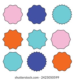 Set of vector starburst, sunburst badges. Vintage labels. Colored stickers. A collection of different types and colors icon.