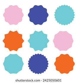 Set of vector starburst, sunburst badges. Vintage labels. Colored stickers. A collection of different types and colors icon.