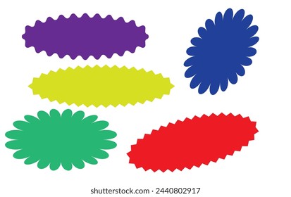 Set of vector starburst, sunburst badges. Simple flat style Vintage labels. Design elements. Colored stickers. A collection of different types and colors icon. eps 10