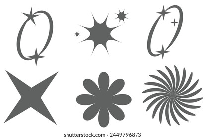 Set of vector starburst, sunburst badges. Nine different color. Simple flat style Vintage labels. Design elements. Colored stickers. A collection of different types and colors icon.
