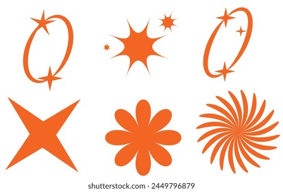 Set of vector starburst, sunburst badges. Nine different color. Simple flat style Vintage labels. Design elements. Colored stickers. A collection of different types and colors icon.
