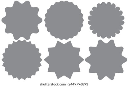 Set of vector starburst, sunburst badges. Nine different color. Simple flat style Vintage labels. Design elements. Colored stickers. A collection of different types and colors icon.
