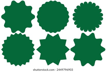 Set of vector starburst, sunburst badges. Nine different color. Simple flat style Vintage labels. Design elements. Colored stickers. A collection of different types and colors icon.
