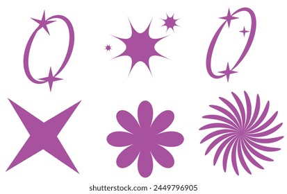 Set of vector starburst, sunburst badges. Nine different color. Simple flat style Vintage labels. Design elements. Colored stickers. A collection of different types and colors icon.
