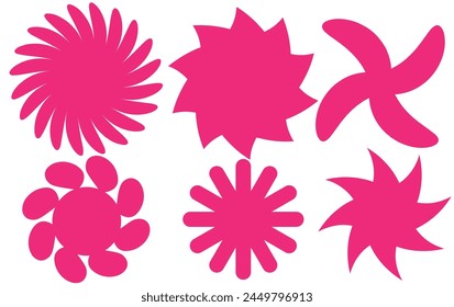 Set of vector starburst, sunburst badges. Nine different color. Simple flat style Vintage labels. Design elements. Colored stickers. A collection of different types and colors icon.
