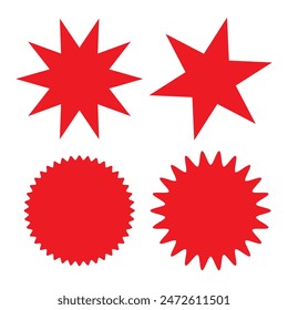 Set of vector starburst, sunburst badges. Simple flat style vintage labels, stickers. 11:11