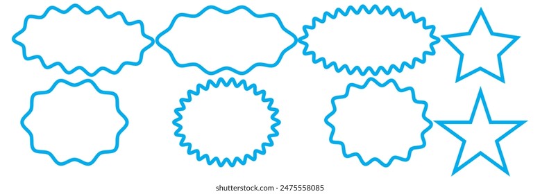 Set of vector starburst, sunburst badges. Vintage labels. Colored stickers. A collection of different types and colors icon