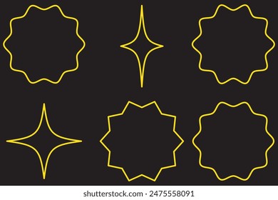 Set of vector starburst, sunburst badges. Vintage labels. Colored stickers. A collection of different types and colors icon