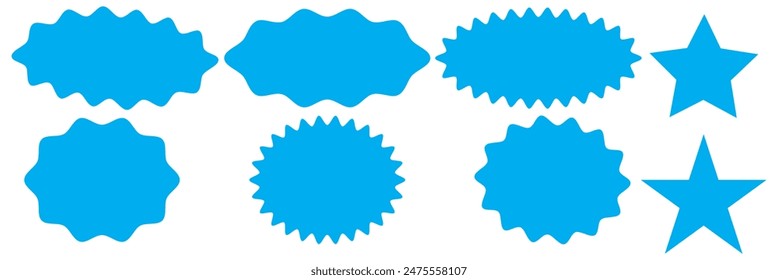Set of vector starburst, sunburst badges. Vintage labels. Colored stickers. A collection of different types and colors icon