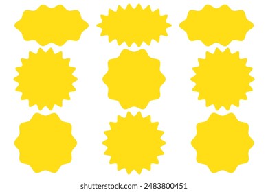 Set of vector starburst, sunburst badges. Vintage labels. Colored stickers. A collection of different types and colors icon.