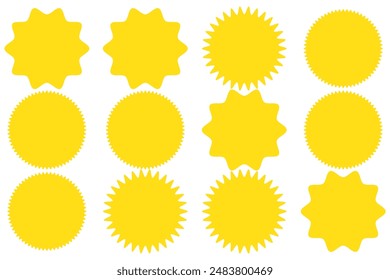 Set of vector starburst, sunburst badges. Vintage labels. Colored stickers. A collection of different types and colors icon.