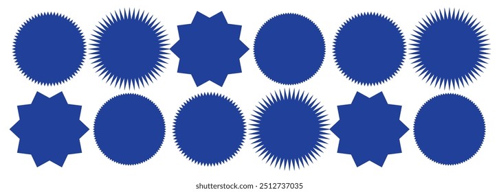 Conjunto de Vector starburst, insignias sunburst. Burbujas estelares del discurso. Vector conjunto de iconos de starburst, sunburst.