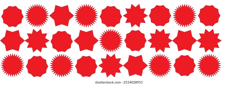 Set of vector starburst, sunburst badges. Starburst speech bubbles. Vector set of starburst, sunburst icons. Black Sunburst Promo Tags. Flat vintage stickers, labels on white background. 11:11