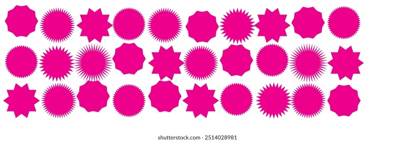 Set of vector starburst, sunburst badges. Starburst speech bubbles. Vector set of starburst, sunburst icons. Black Sunburst Promo Tags. Flat vintage stickers, labels on white background. 11:11