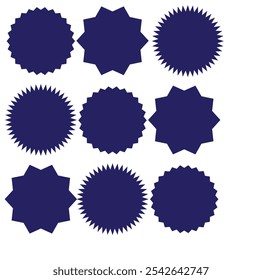 Set of vector starburst, sunburst badges. Design elements - best for sale sticker, price tag, quality mark. Flat vector illustration isolated on white background.